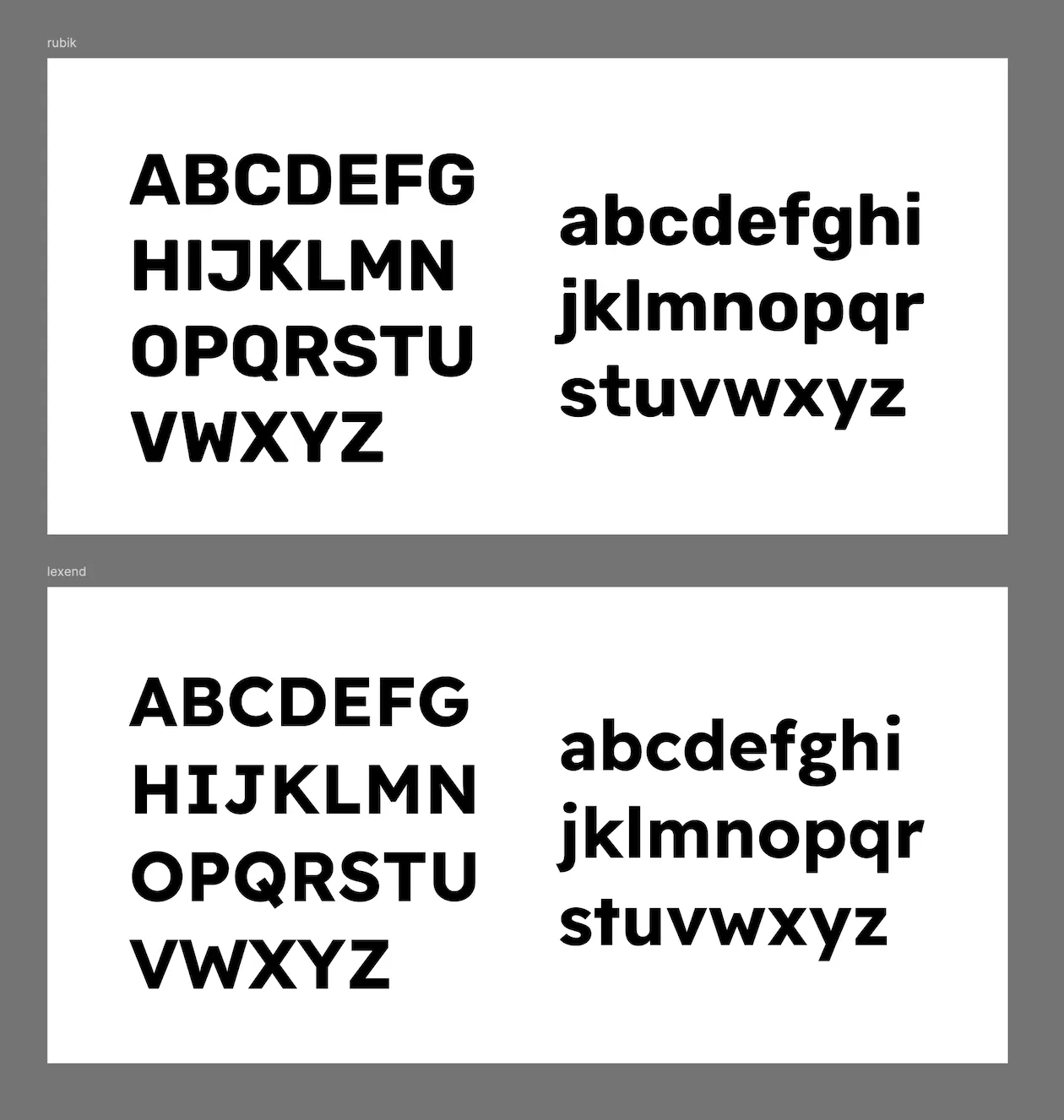 Rubik and Lexend comparison